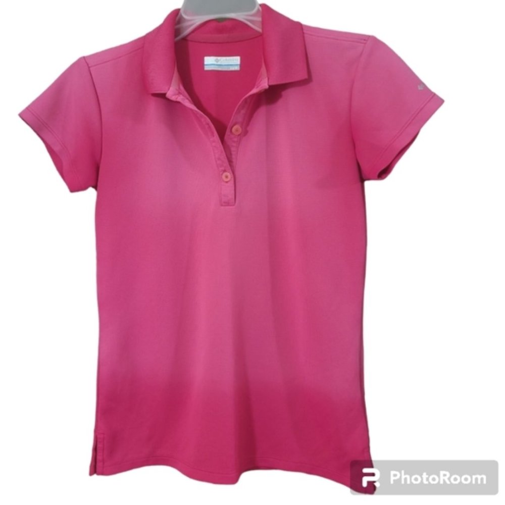 Columbia fuschia pink ombre short sleeve golf polo shirt